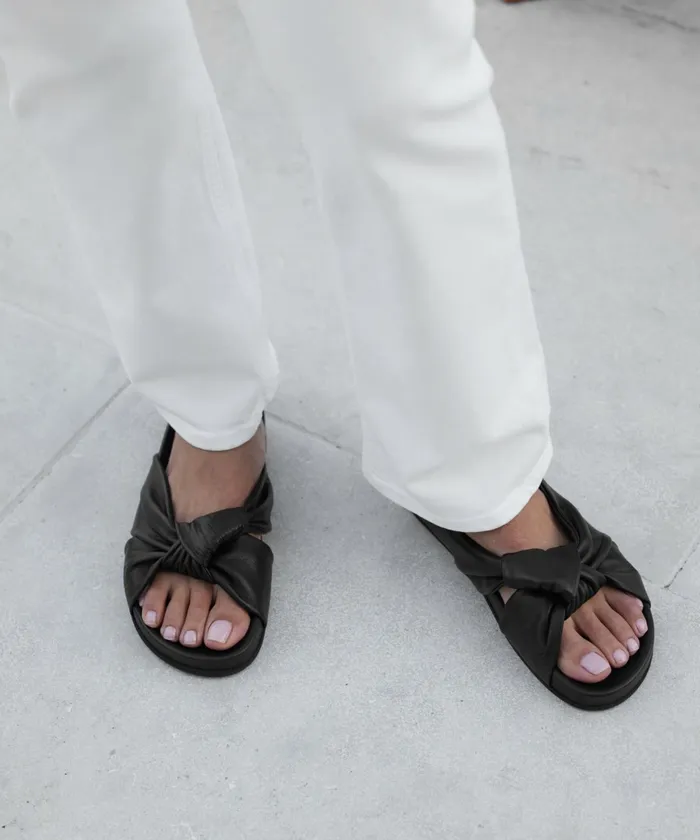 Sandals and Slides Women Jenni Kayne Leather Knot Sandal Black