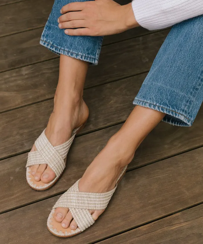 Sandals and Slides Women Jenni Kayne Raffia Crossover Sandal Natural