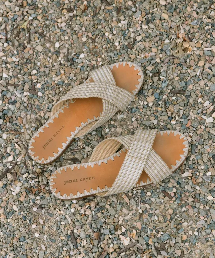 Sandals and Slides Women Jenni Kayne Raffia Crossover Sandal Natural