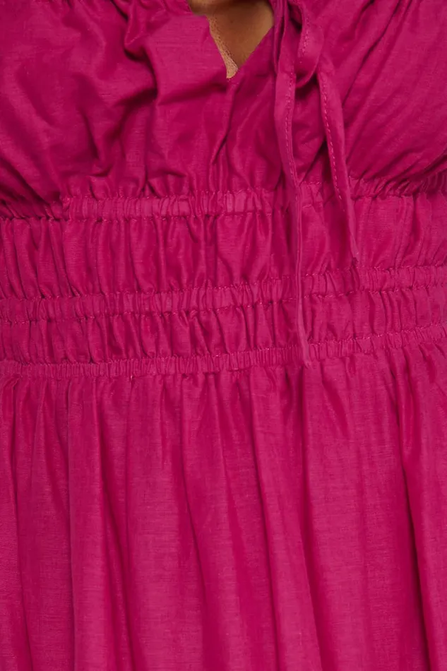 Schiffer Midi Dress 8211 Strappy Ruched Tie Front Tiered Dress In Raspberry Women Showpo Curve Clothes
