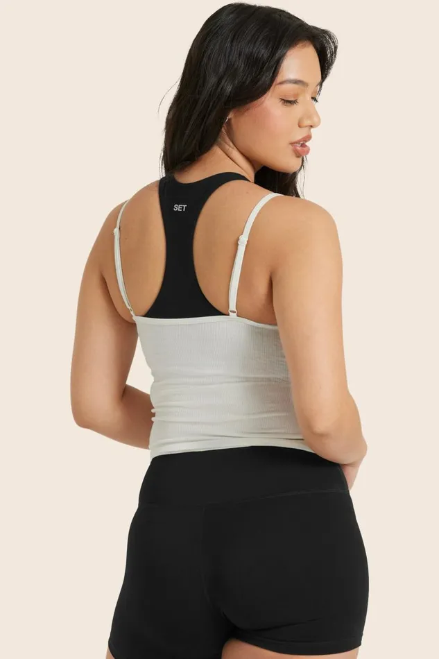 SET ACTIVE Bras SPORTBODY SPORTY LAYERED CAMI BRA 8211 ONYX 8211 Women