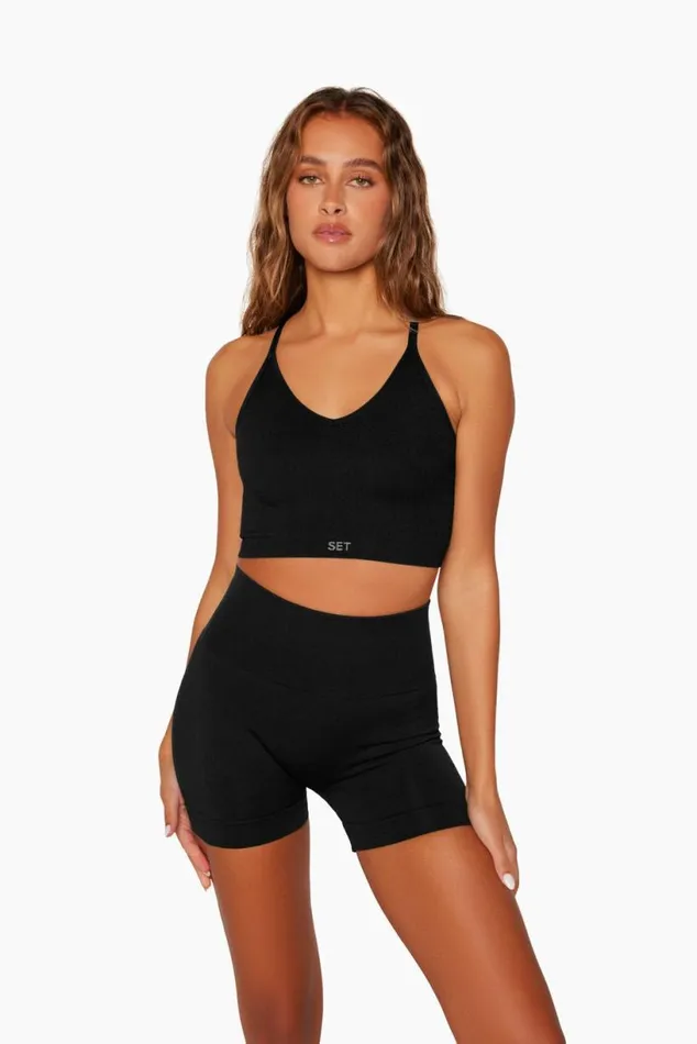 SET ACTIVE Bras Tops SCULPTFLEX POWER RIBBED V BRA 8211 ONYX 8211 Women