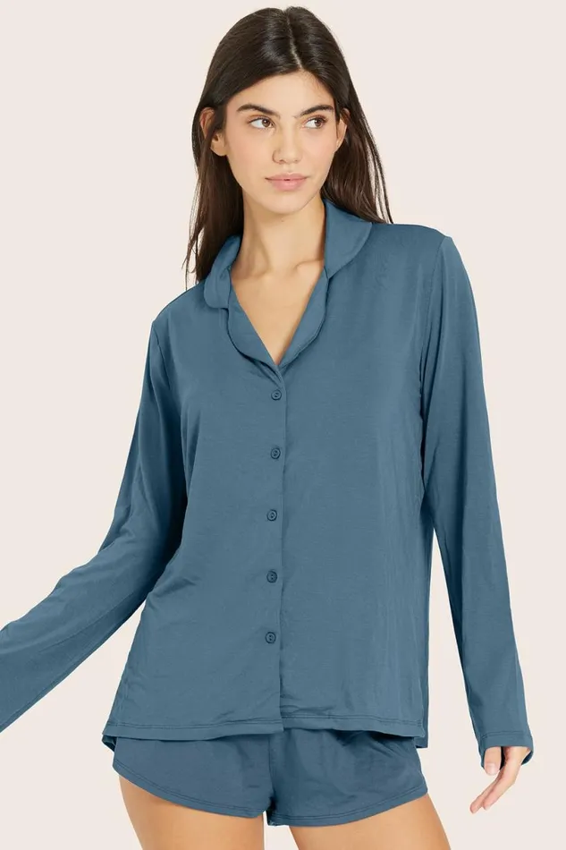 SET ACTIVE Lounge SLEEP JERSEY SLEEP BUTTON DOWN 8211 JAY 8211 Women