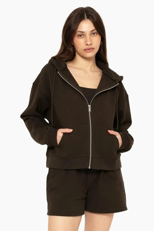 SET ACTIVE Sweats HEAVYWEIGHT SWEATS ZIP HOODIE 8211 ESPRESSO 8211 Women