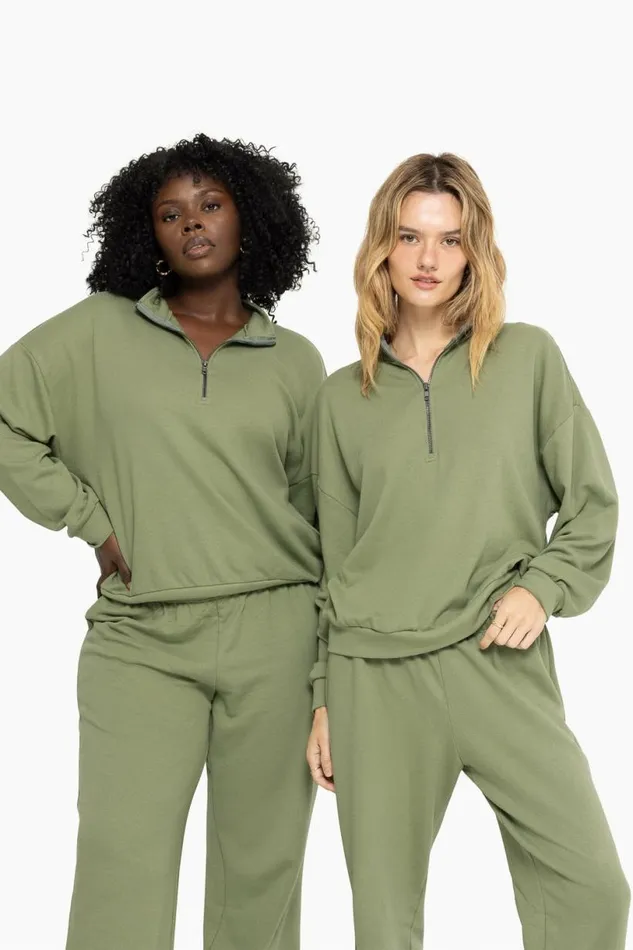 SET ACTIVE Sweats LIGHTWEIGHT SWEATS QUARTER ZIP 8211 PISTACHIO 8211 Women