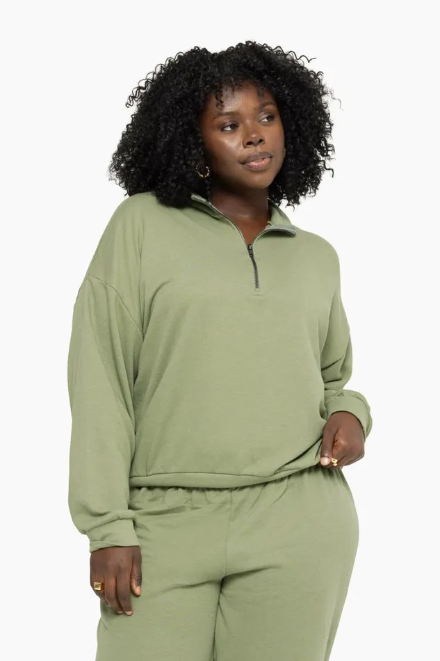 SET ACTIVE Sweats LIGHTWEIGHT SWEATS QUARTER ZIP 8211 PISTACHIO 8211 Women