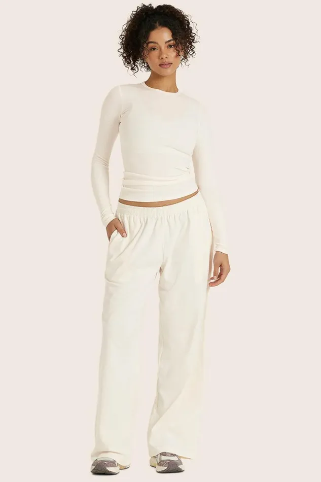 SET ACTIVE Tops Tanks Tees RIBBED MODAL BODY LONG SLEEVE 8211 BLANC 8211 Women