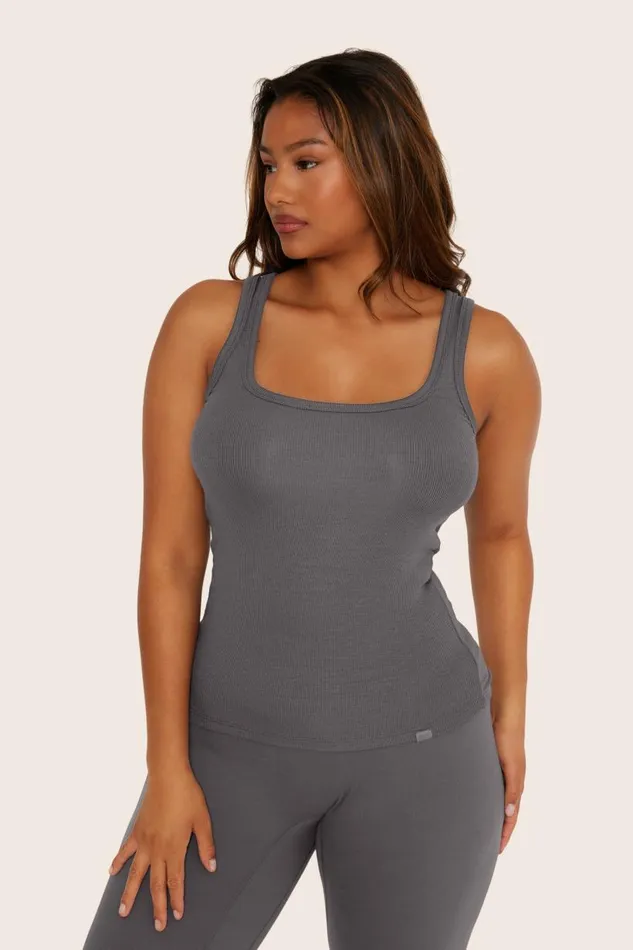 SET ACTIVE Tops Tanks Tees RIBBED MODAL BODY TANK 8211 GRAPHITE 8211 Women