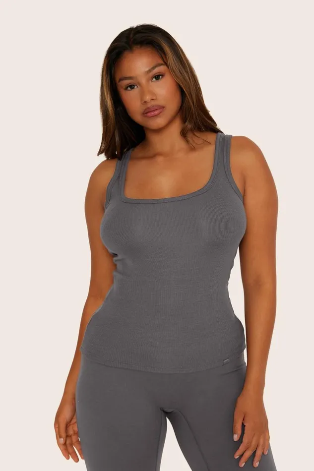 SET ACTIVE Tops Tanks Tees RIBBED MODAL BODY TANK 8211 GRAPHITE 8211 Women