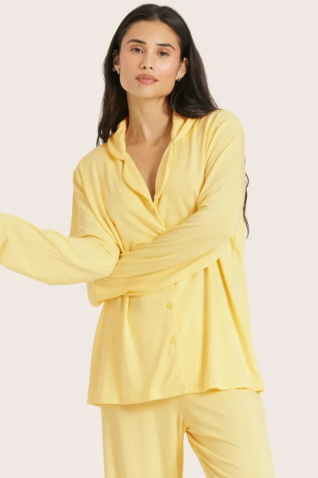 SET ACTIVE Tops Tanks Tees SLEEP JERSEY SLEEP BUTTON DOWN 8211 DANDELION 8211 Women