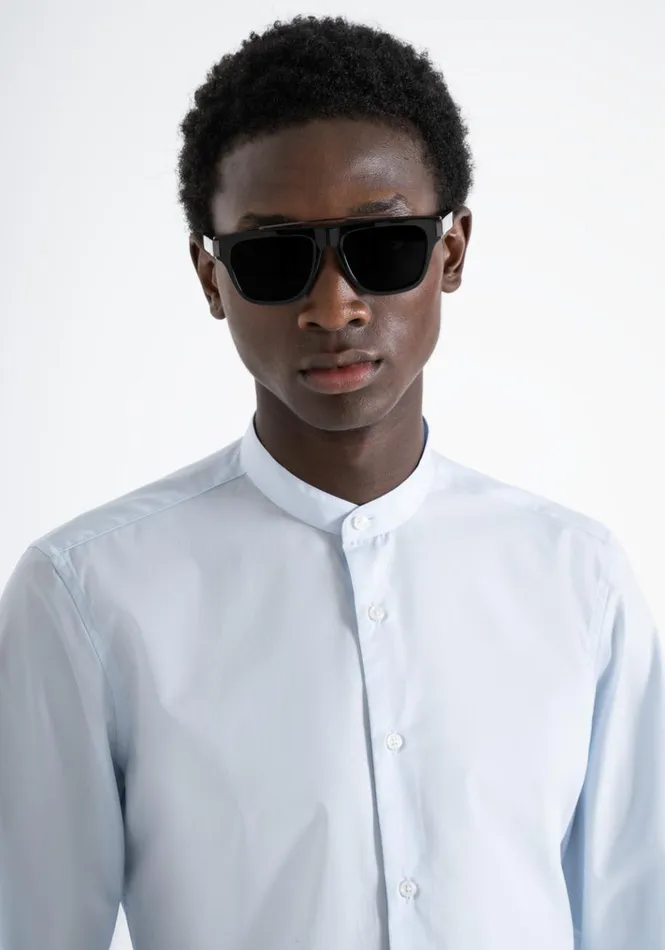 Shirts Men Antony Morato Easy Iron Soft Touch Cotton Slim Fit Seoul Shirt Sky