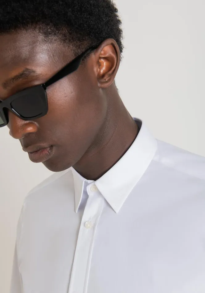 Shirts Men Antony Morato Milano SuperSlimFit Shirt In Cool StretchCottonBlend Poplin White