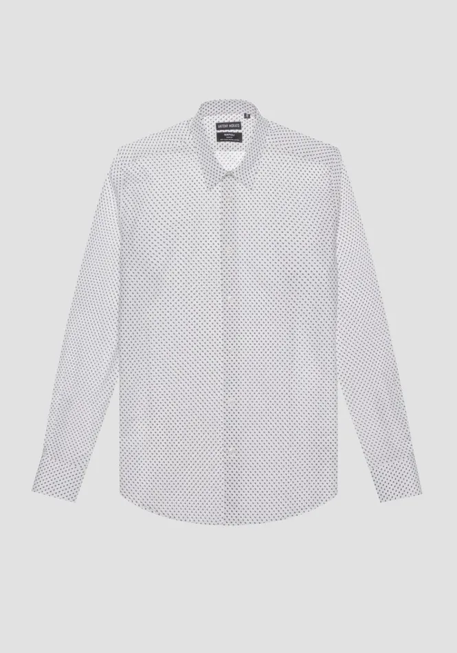 Shirts Men Antony Morato Napoli Slim Fit Shirt In Pure Printed Cotton White