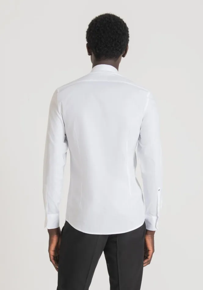 Shirts Men Antony Morato Napoli SoftTouch Cotton SlimFit Shirt With MicroWeave White