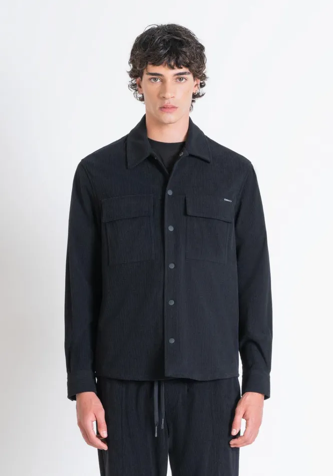 Shirts Men Antony Morato Regular Fit Straight Cut 034Berlin034 Shirt In Black Corduroy Black