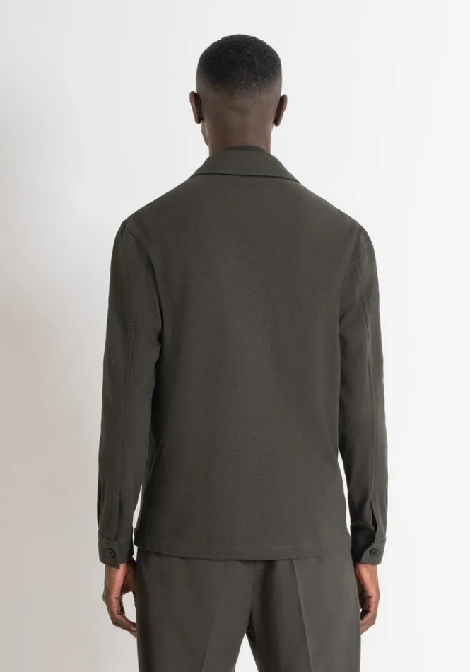 Shirts Men Antony Morato Straight Cut 034Oslo034 Shirt In Green Cotton Blend With Pockets Dark Olive Green