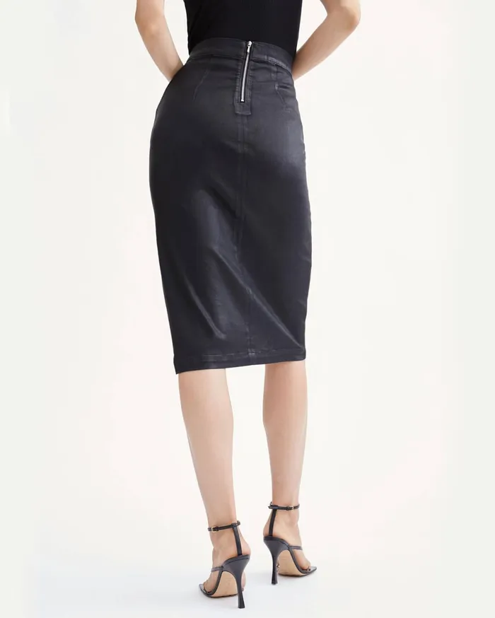 Shorts and Skirts Women 7 For All Mankind Bair Pencil Skirt With Side Slit In Coated Black Coated Black
