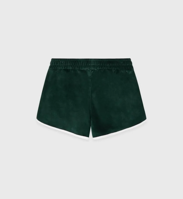 Shorts Women Sporty and Rich NY Crest Velour Short 8211 ForestCream