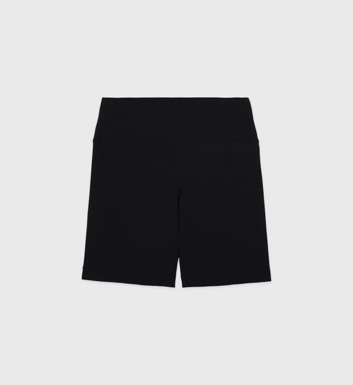 Shorts Women Sporty and Rich Serif Logo Ribbed Biker Short 8211 BlackWhite