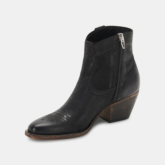 Silma Booties Black Leather Women Dolce Vita Boots and Booties