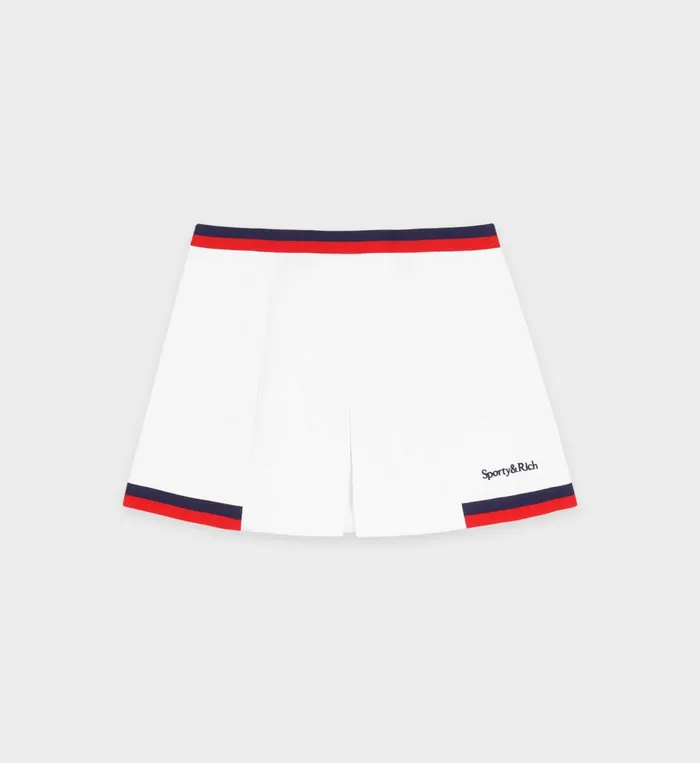 Skirts and Dresses Women Sporty and Rich Serif Logo Mila Skirt 8211 WhiteNavyRed