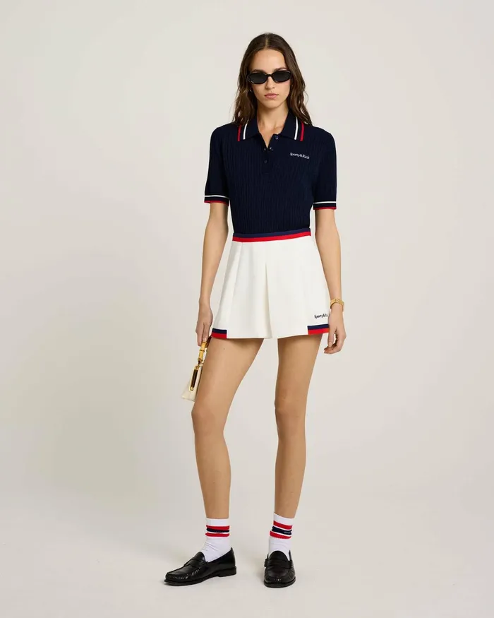 Skirts and Dresses Women Sporty and Rich Serif Logo Mila Skirt 8211 WhiteNavyRed