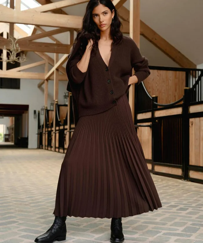 Skirts Women Jenni Kayne Pleated Skirt Chocolate Chocolate