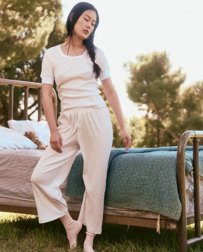 Sleep Bottoms Women039s The Great The Pointelle Easy Button Sleep Pant White