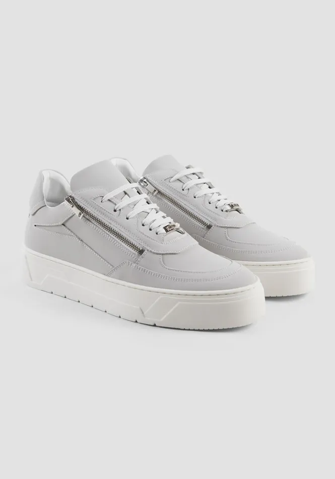 Sneakers Men Antony Morato Gosh Zipper Sneakers In Recycled Nabuk White