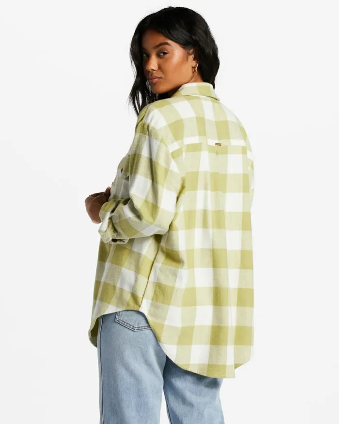 So Stoked Long Sleeve Flannel Shirt Willow Women Billabong Tops