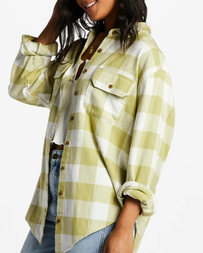 So Stoked Long Sleeve Flannel Shirt Willow Women Billabong Tops