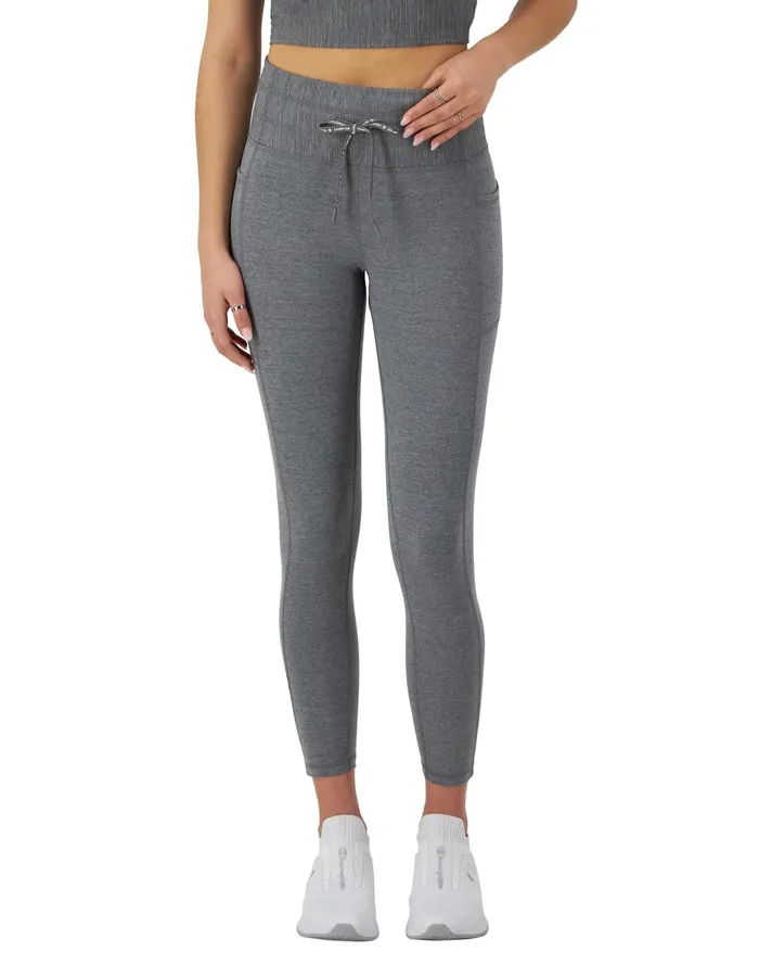 Soft Touch Drawcord Leggings Anti Odor C Logo 25034 Ebony Heather Women Champion Leggings