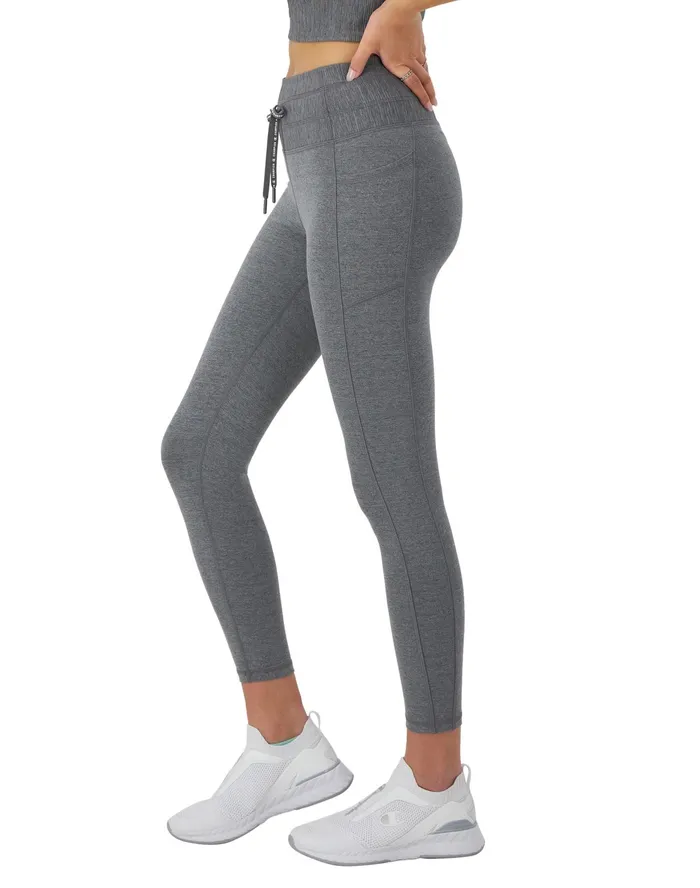 Soft Touch Drawcord Leggings Anti Odor C Logo 25034 Ebony Heather Women Champion Leggings