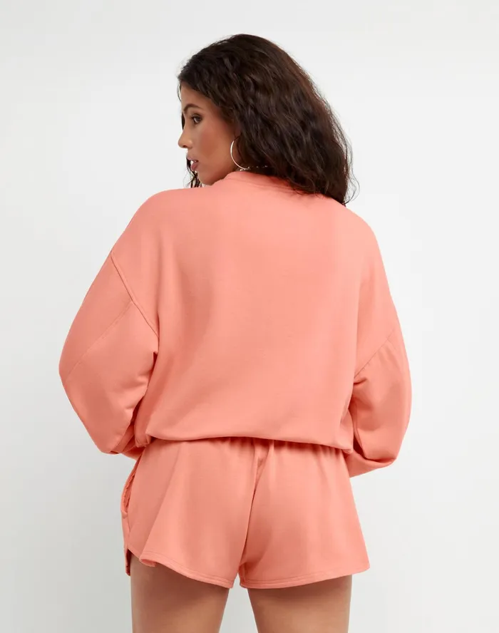 Soft Touch Drawstring Crewneck Sweatshirt C Logo Sugar Peach Women Champion Hoodies and Sweatshirts