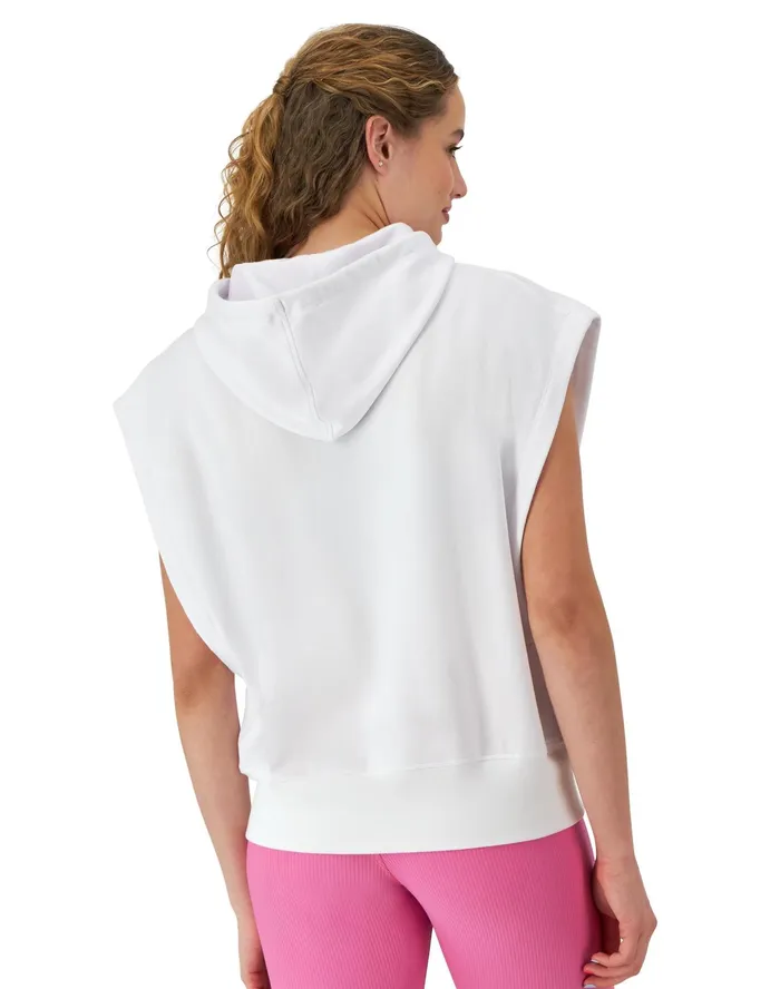 Soft Touch Sleeveless Hoodie C Logo White Women Champion Hoodies and Sweatshirts