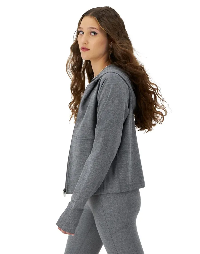 Soft Touch ZipUp Hoodie Jacket C Logo Ebony Heather Women Champion Jackets