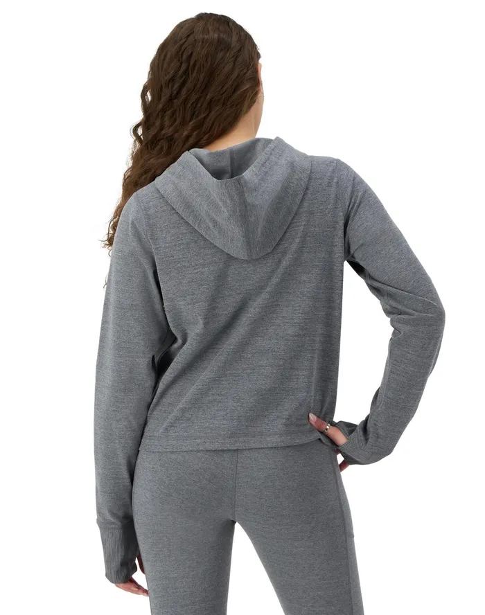 Soft Touch ZipUp Hoodie Jacket C Logo Ebony Heather Women Champion Jackets