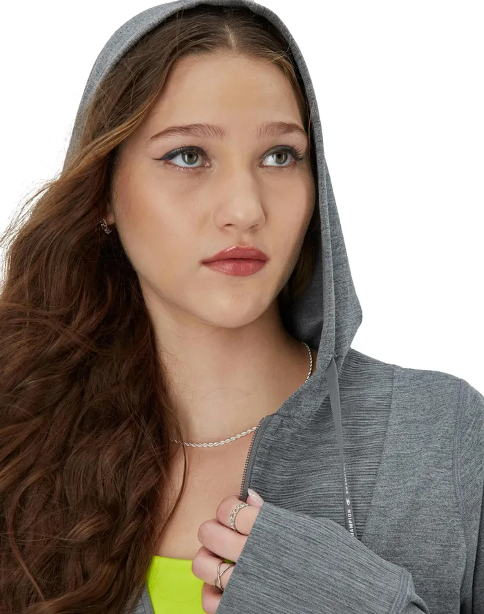 Soft Touch ZipUp Hoodie Jacket C Logo Ebony Heather Women Champion Jackets