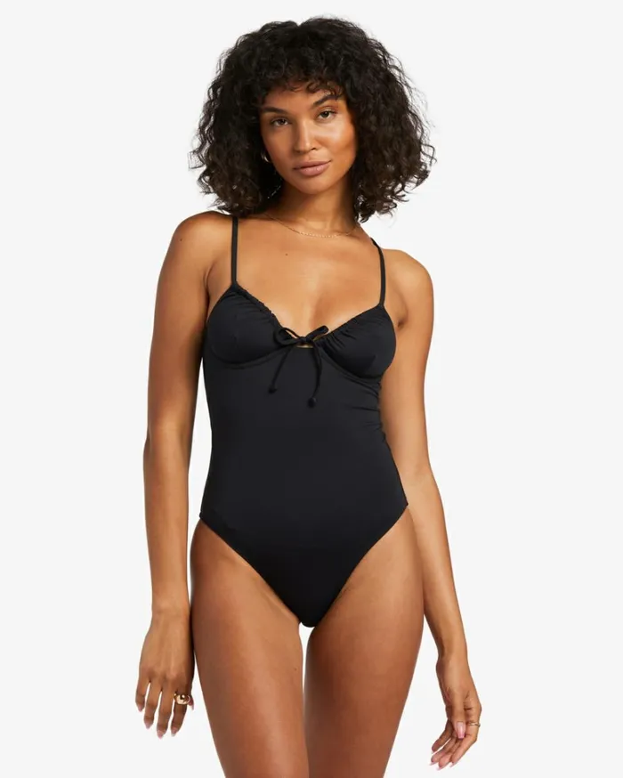 Sol Searcher OnePiece Swimsuit Black Pebble Women Billabong Solid Swimwear