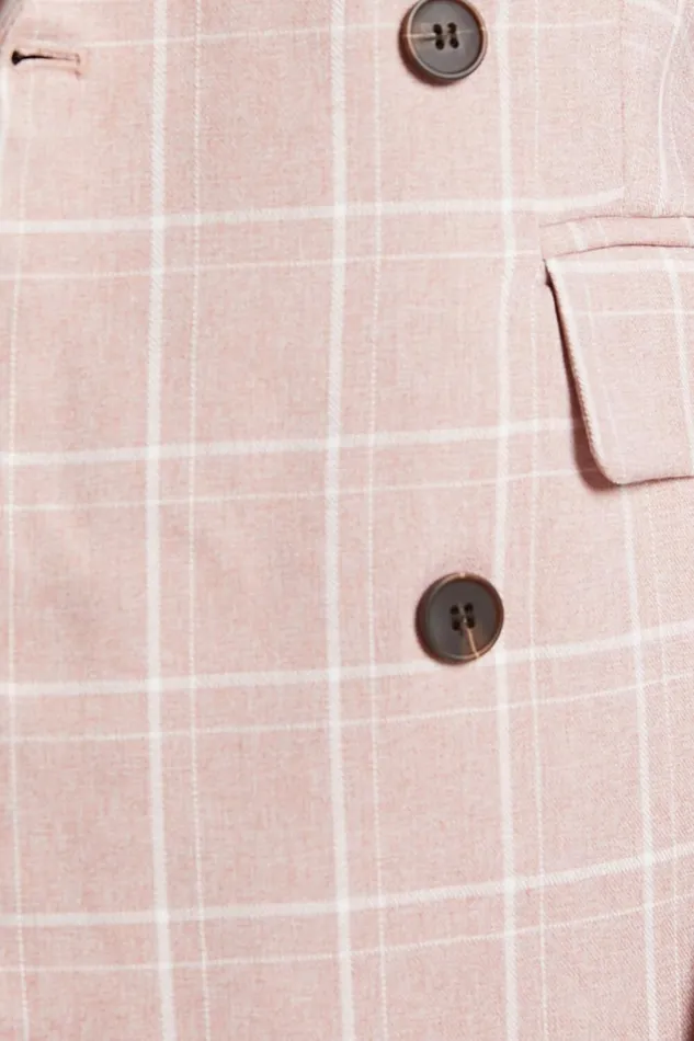Sort It Out Blazer 8211 Double Breasted Blazer In Blush Check Women Showpo Blazers