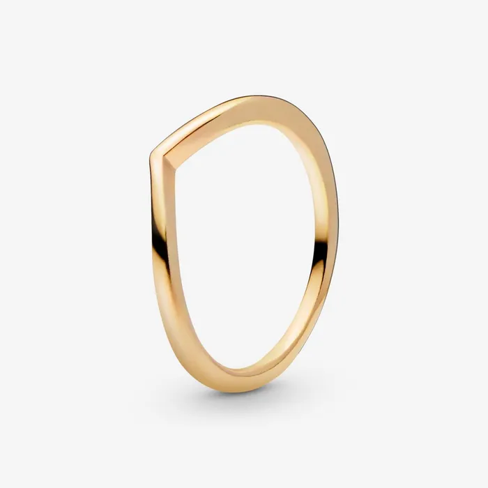 Stackable Rings Women Pandora 14K Gold Plated Wishbone Ring Bundle