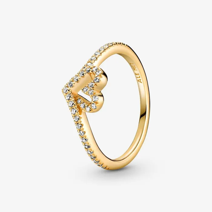 Stackable Rings Women Pandora 14K Gold Plated Wishbone Ring Bundle