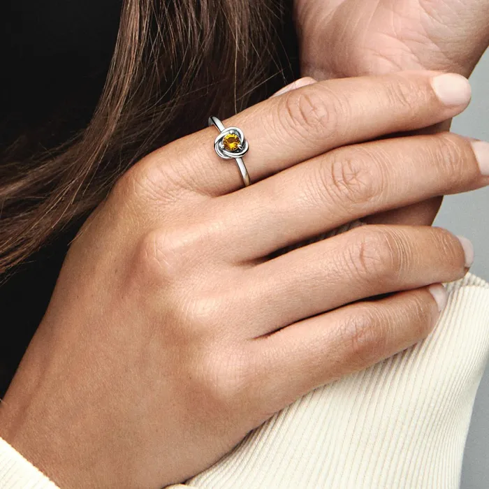 Stackable Rings Women Pandora November Birthstone Eternity Circle Ring Yellow