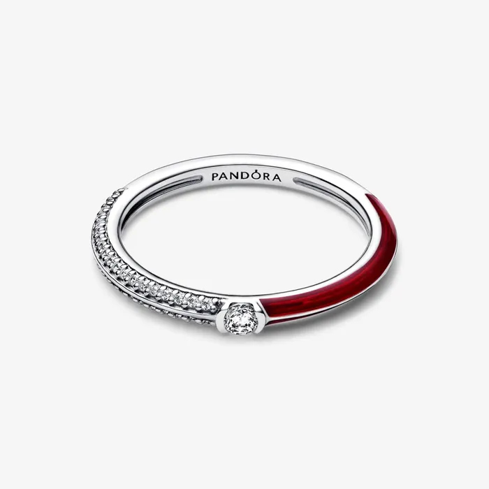 Stackable Rings Women Pandora Online ME Pav and Red Dual Ring Red
