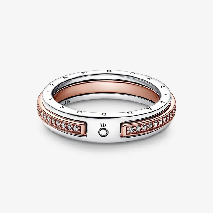 Stackable Rings Women Pandora Online Signature Twotone Logo and Pav Ring