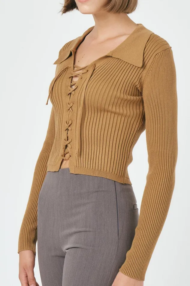 Storets Adella Lace Up Knitted Top Women Tops