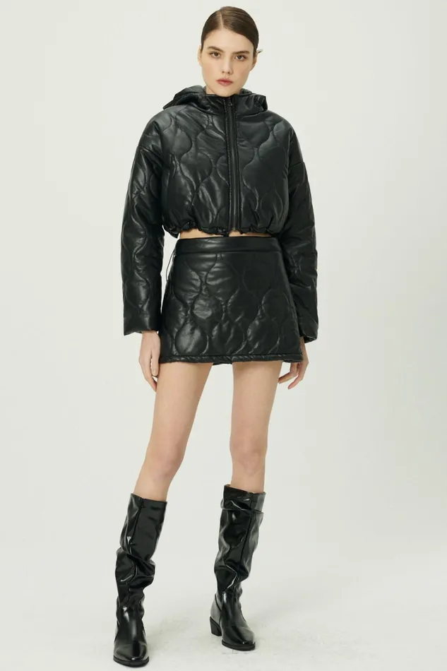 Storets Anina Pleather Quilted Skort Women Skirts