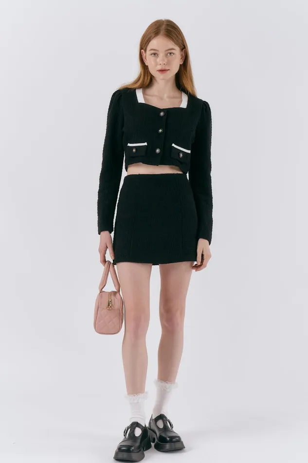 Storets Ashley Tweed Cropped Jacket Women Jackets and Coats Storets Ashley Tweed Cropped Jacket Women Jackets and Coats