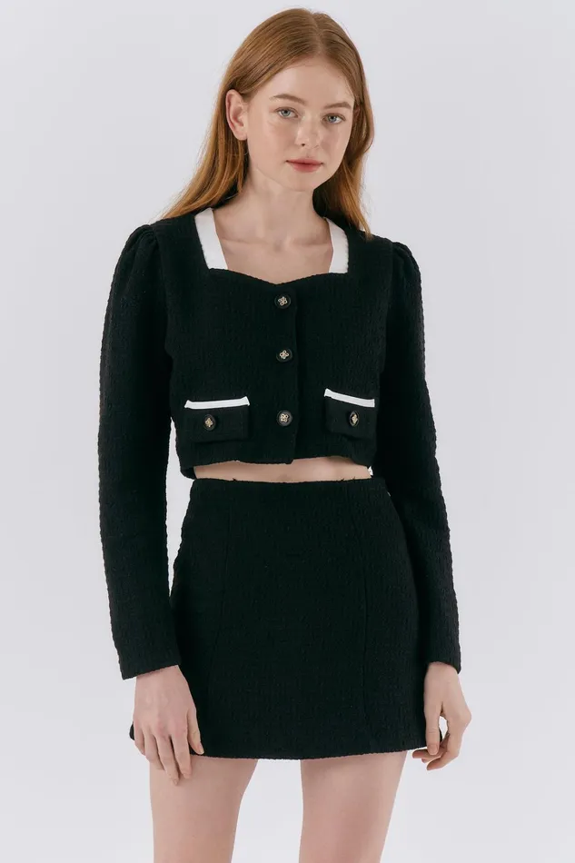 Storets Ashley Tweed Cropped Jacket Women Jackets and Coats Storets Ashley Tweed Cropped Jacket Women Jackets and Coats