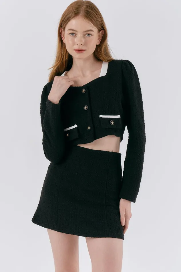 Storets Ashley Tweed Cropped Jacket Women Jackets and Coats Storets Ashley Tweed Cropped Jacket Women Jackets and Coats